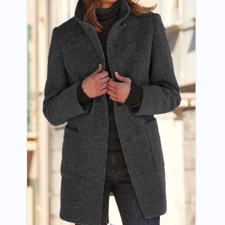 Warme & winddichte mantel met opstaande kraag dames - Sara