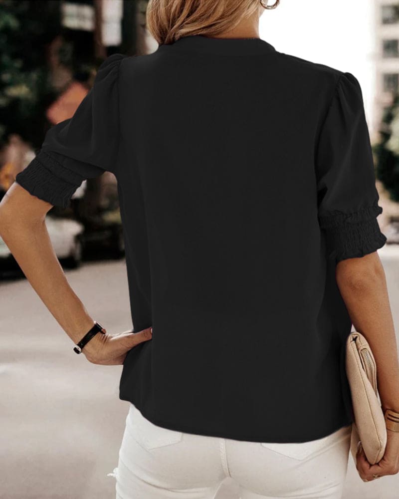 Blouse met korte mouwen dames - Saskia