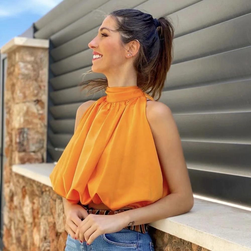 Elegant oranje topje dames - Marije