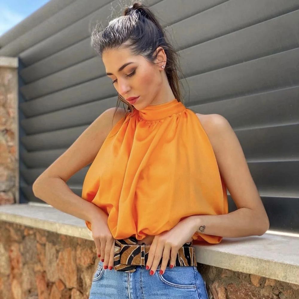 Elegant oranje topje dames - Marije