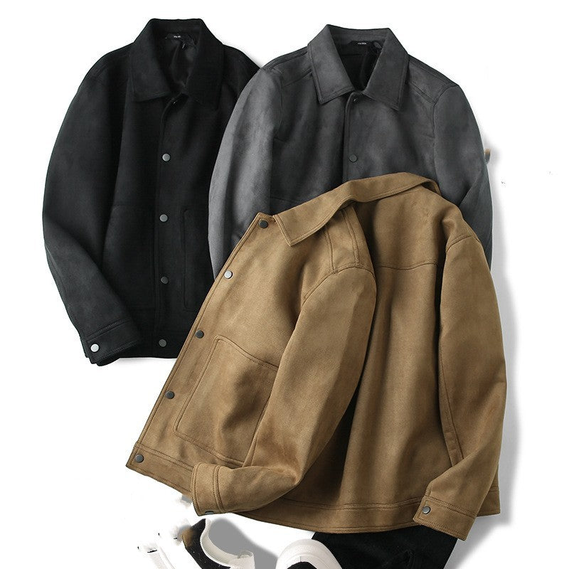 Casual; suede jas met revers - Ragnar