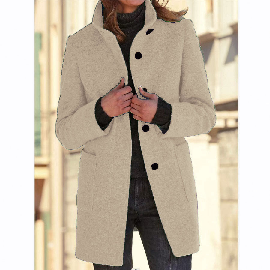 Warme & winddichte mantel met opstaande kraag dames - Sara