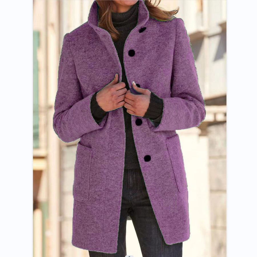 Warme & winddichte mantel met opstaande kraag dames - Sara