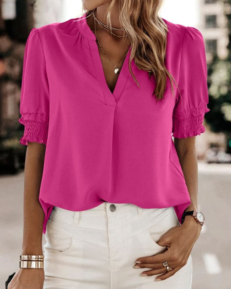 Blouse met korte mouwen dames - Saskia