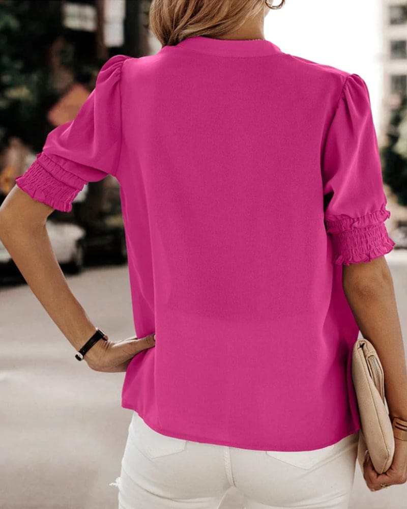 Blouse met korte mouwen dames - Saskia