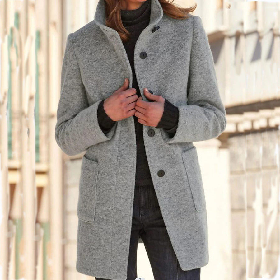 Warme & winddichte mantel met opstaande kraag dames - Sara