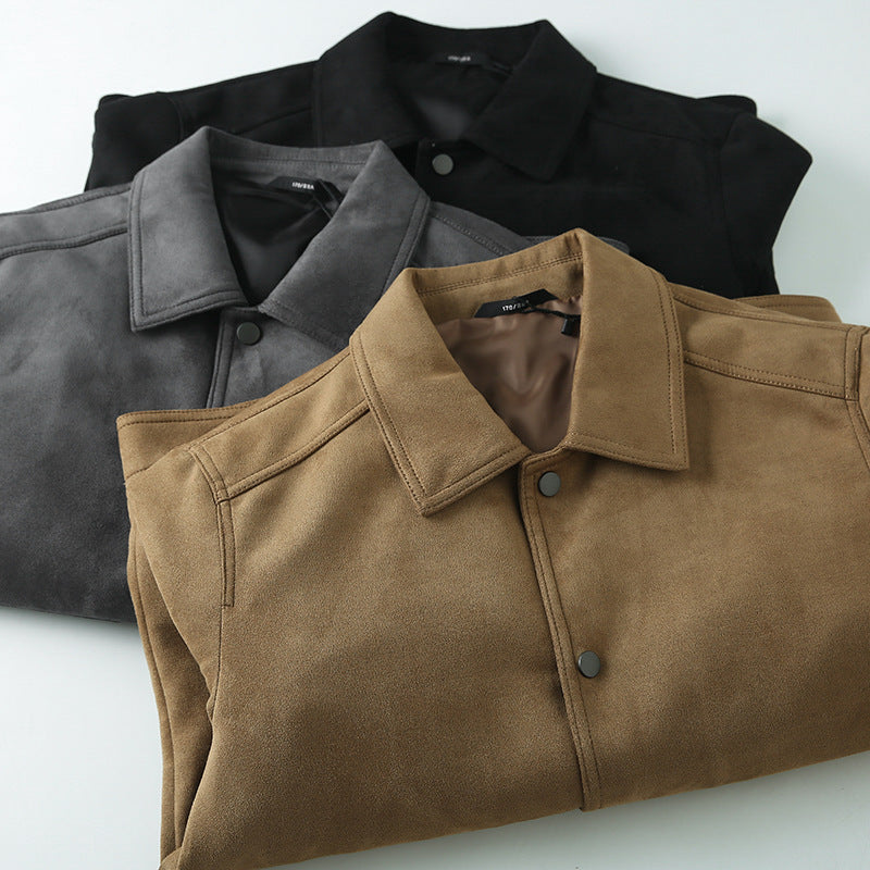 Casual; suede jas met revers - Ragnar