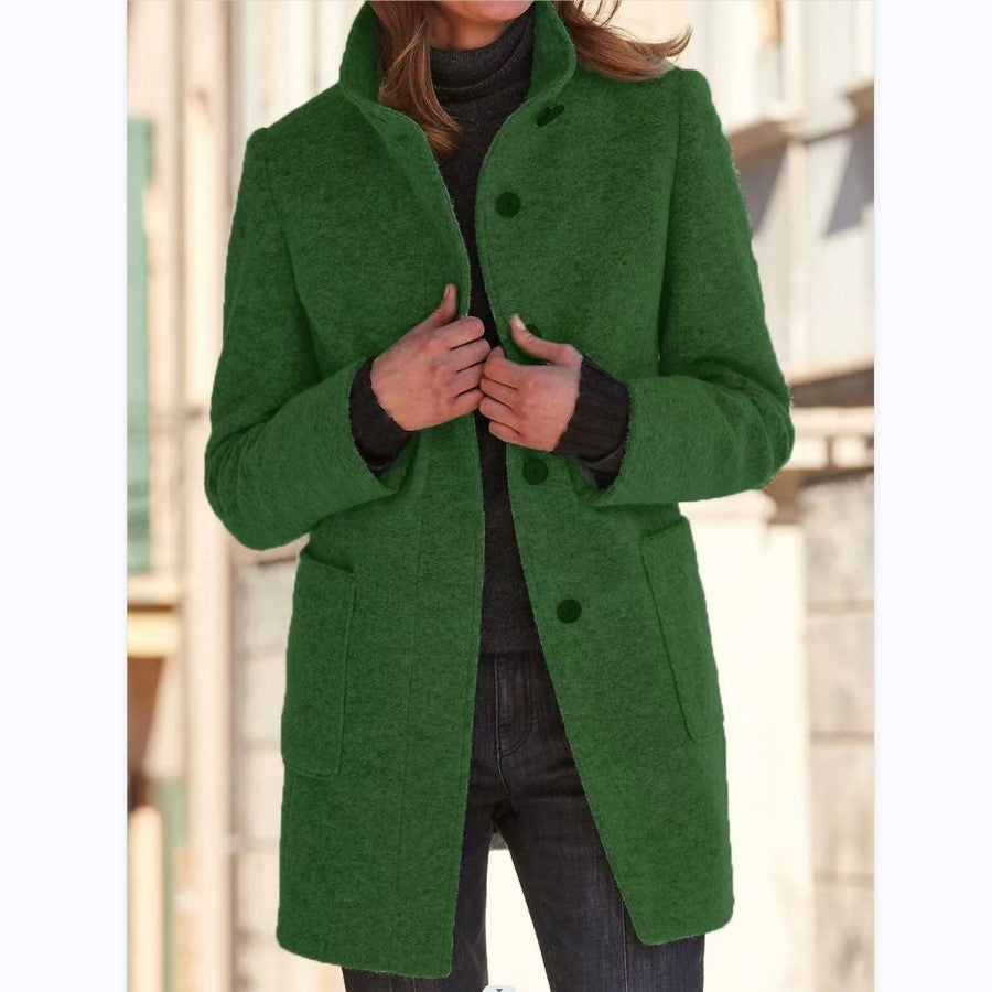Warme & winddichte mantel met opstaande kraag dames - Sara