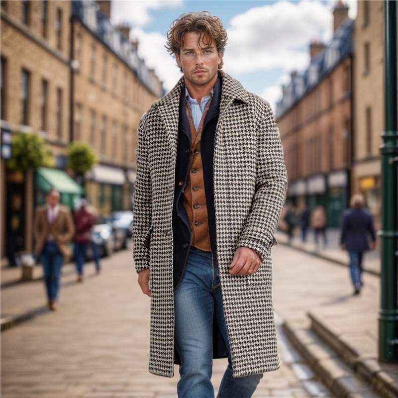 Trenchcoat met patroon heren - Nørmann