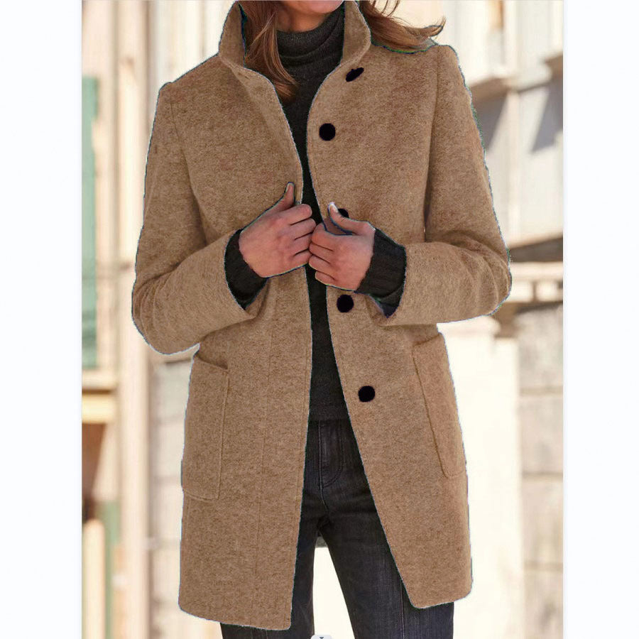 Warme & winddichte mantel met opstaande kraag dames - Sara