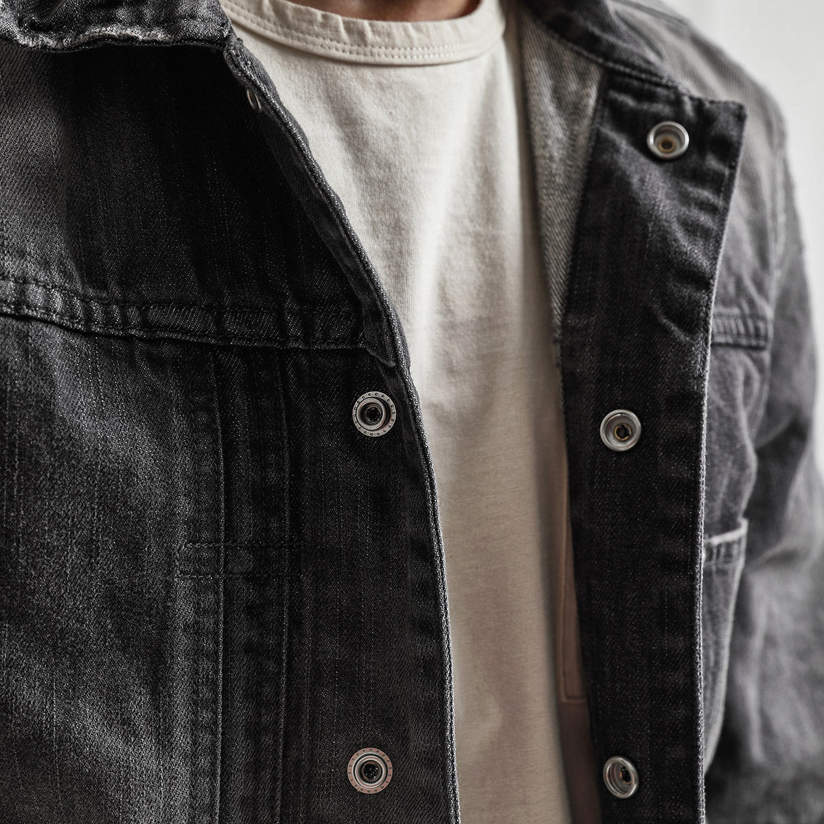 Denim men's jacket with hood - Østergård