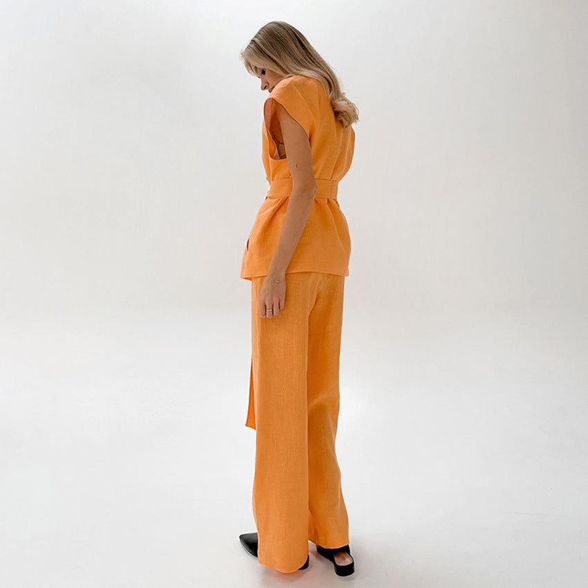 Oranje tweedelige outfit dames - Jeanne