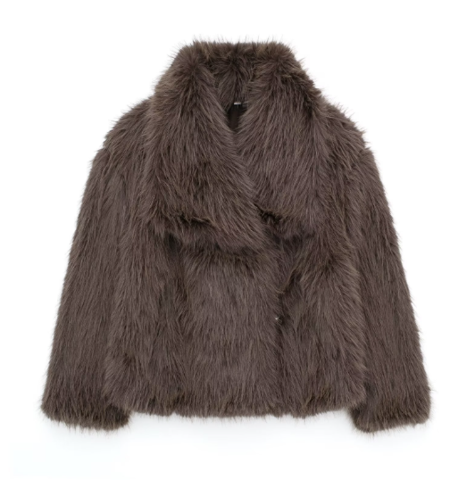 Warme teddy jas met omgeslagen kraag dames - Hilde
