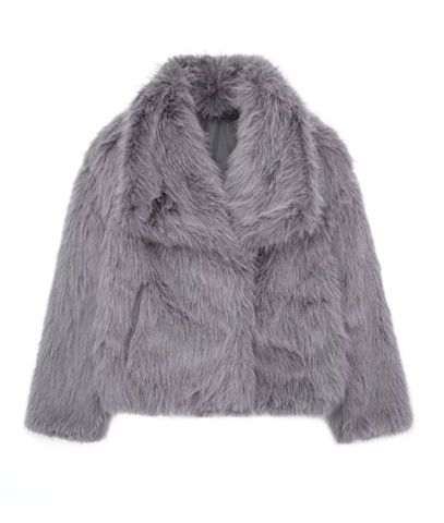 Warme teddy jas met omgeslagen kraag dames - Hilde