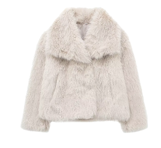 Warme teddy jas met omgeslagen kraag dames - Hilde