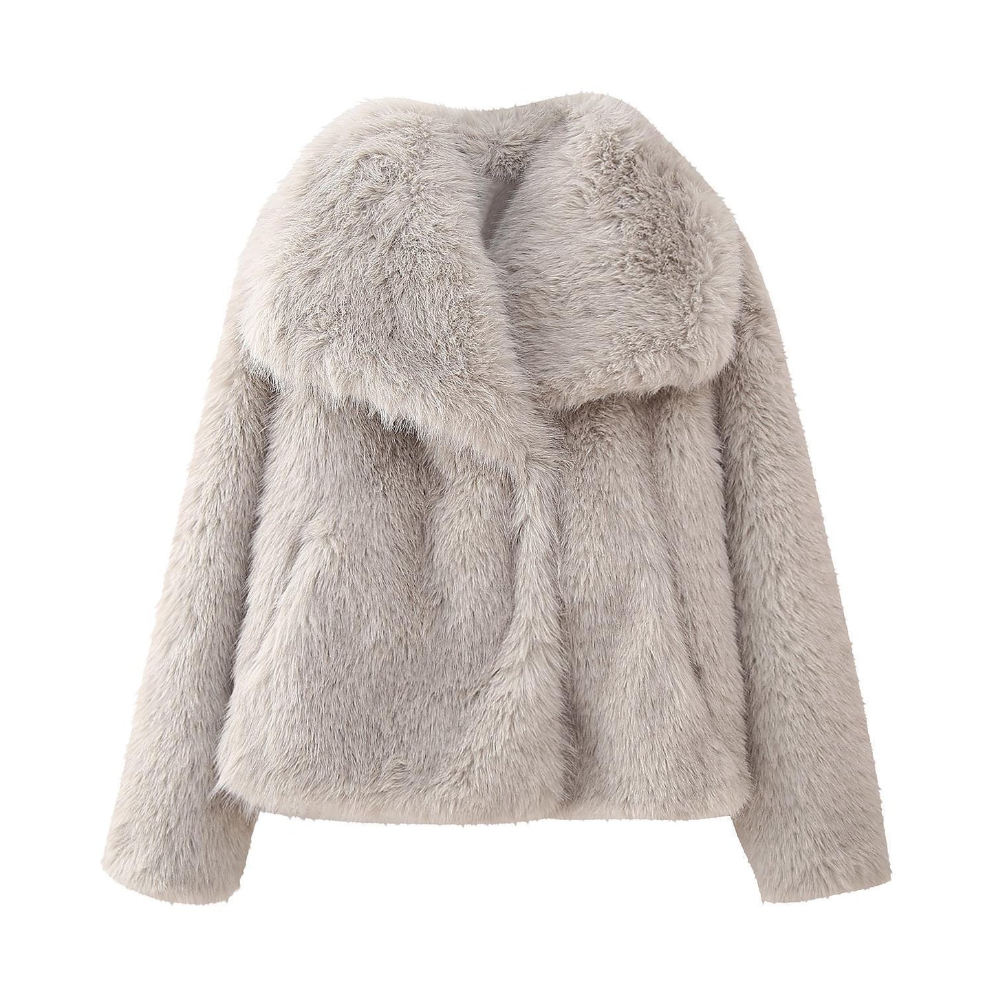 Warme teddy jas met omgeslagen kraag dames - Hilde