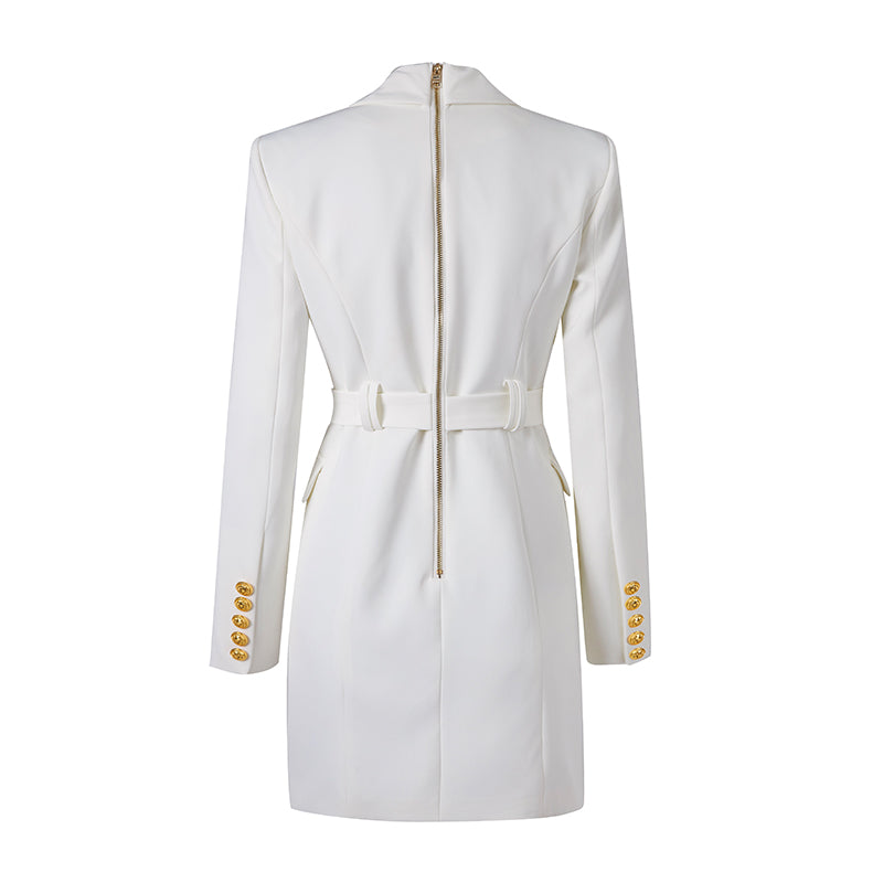 Blazer jacket with waistband and button decoration - Lia