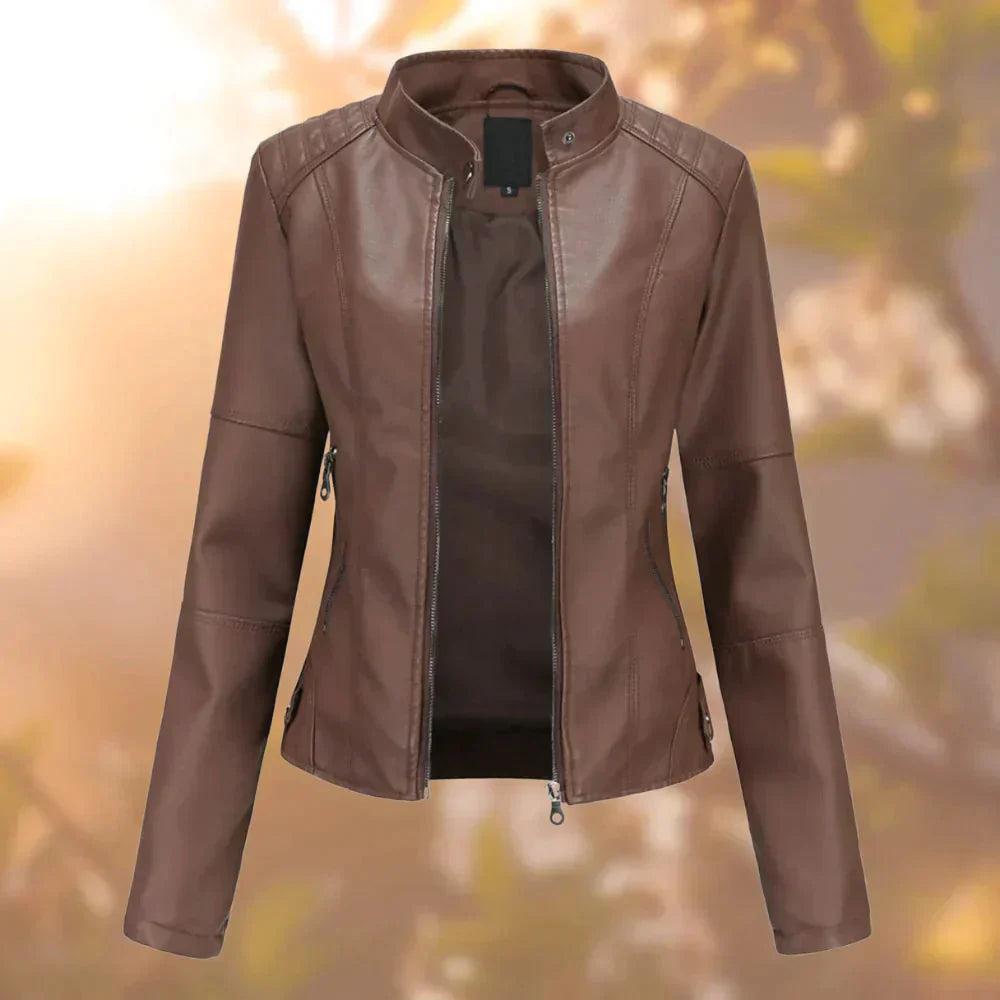 Elegante stijlvolle leren jas voor dames - Jolanda