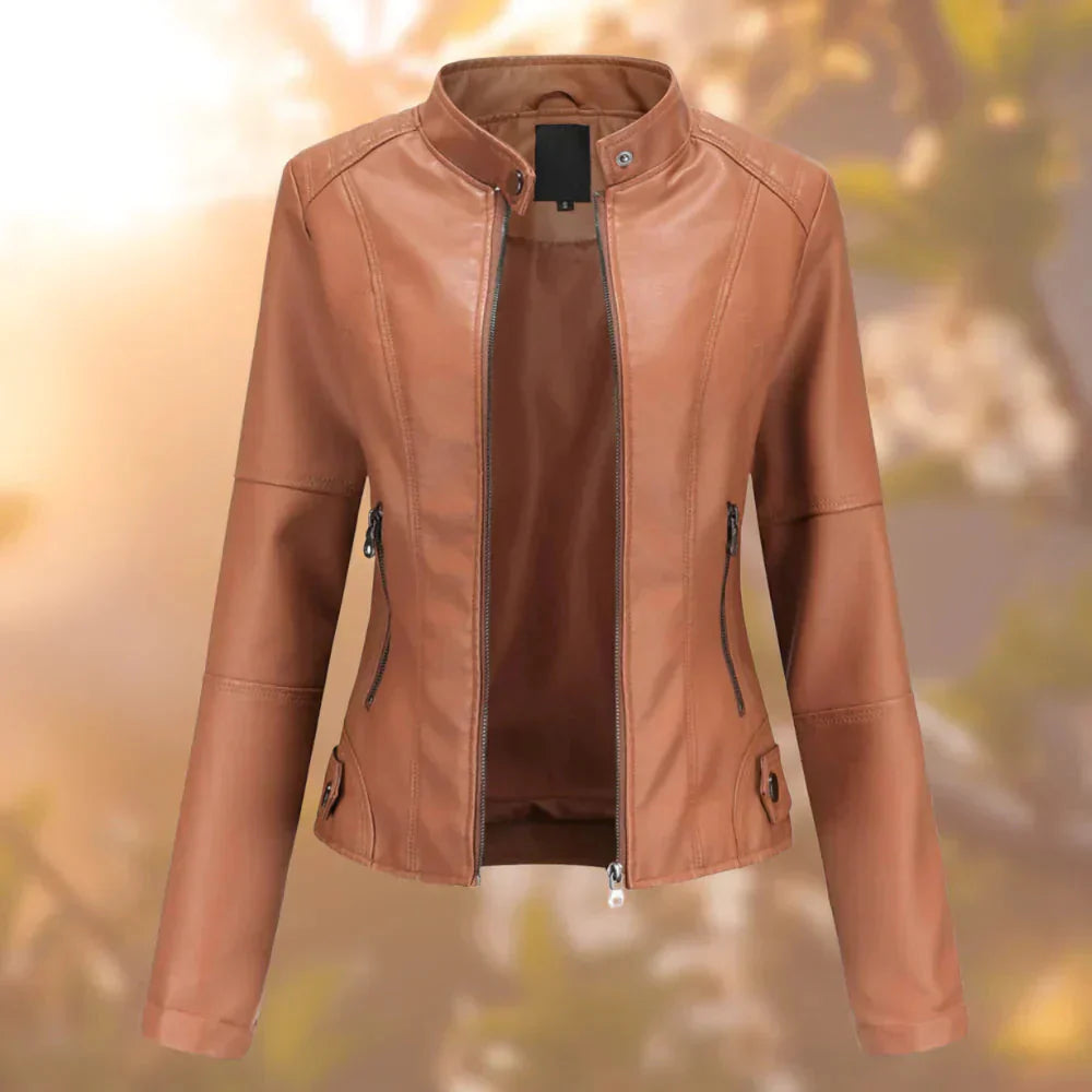 Elegante stijlvolle leren jas voor dames - Jolanda