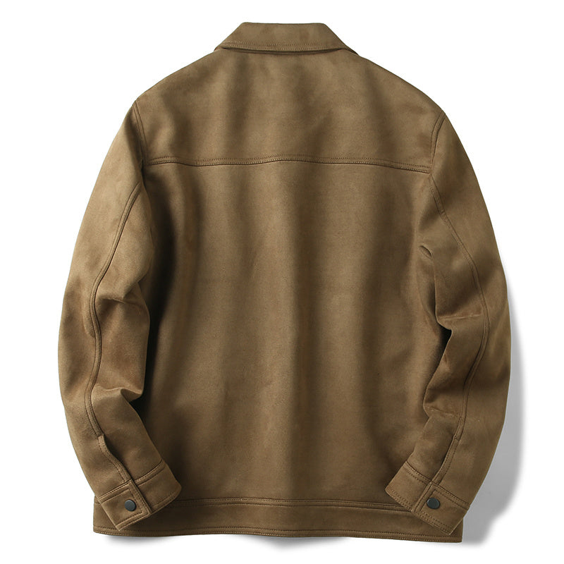 Casual; suede jas met revers - Ragnar