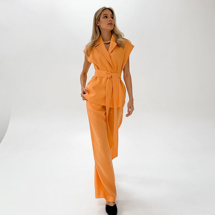 Oranje tweedelige outfit dames - Jeanne