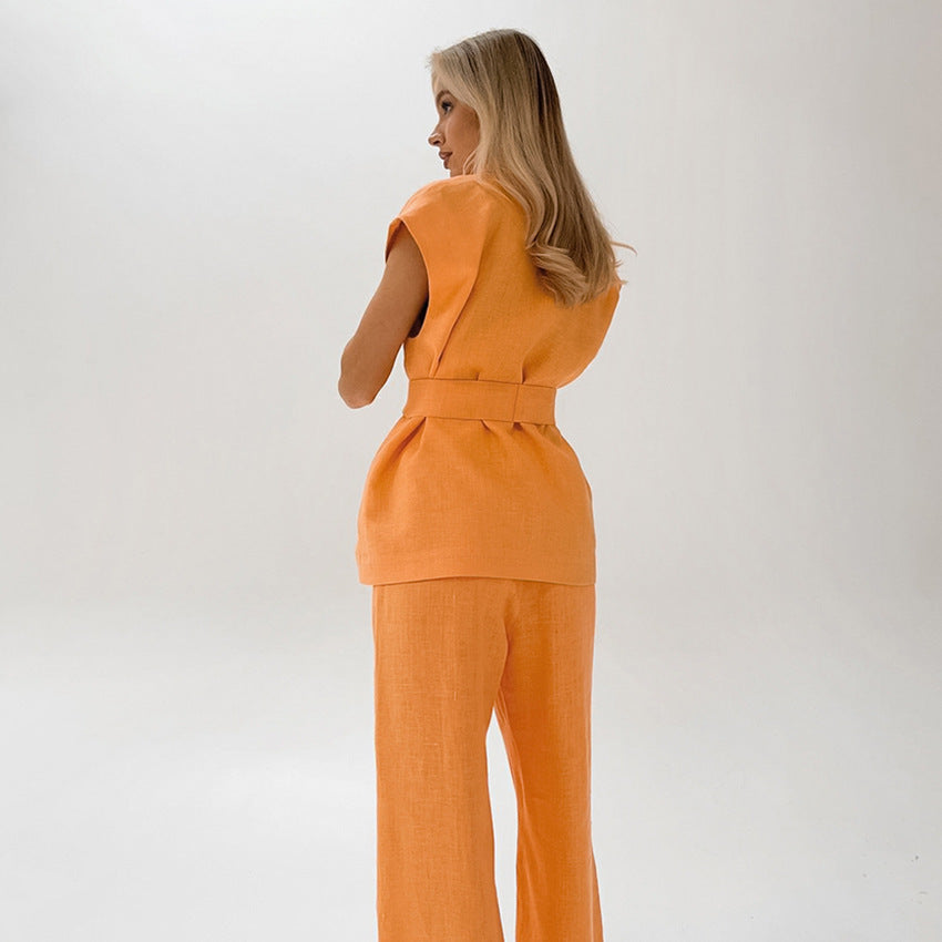 Oranje tweedelige outfit dames - Jeanne