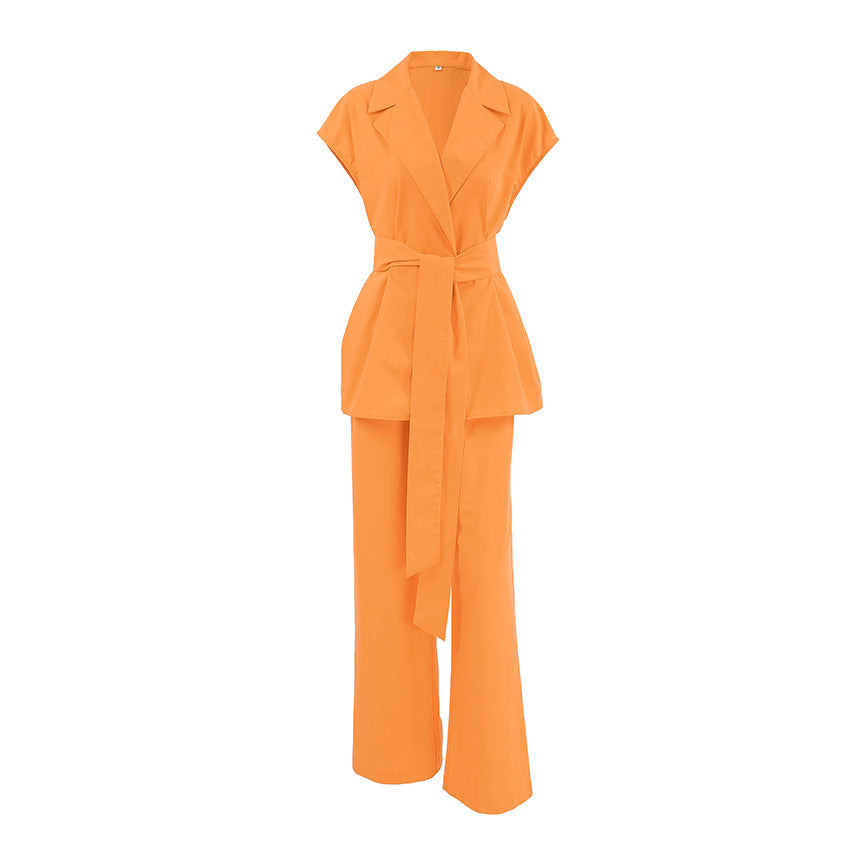 Oranje tweedelige outfit dames - Jeanne