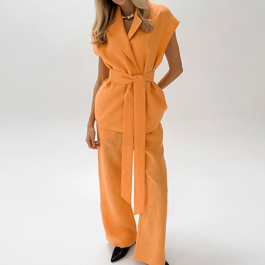 Oranje tweedelige outfit dames - Jeanne