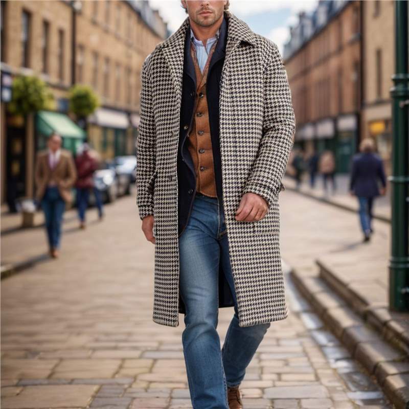 Trenchcoat met patroon heren - Nørmann