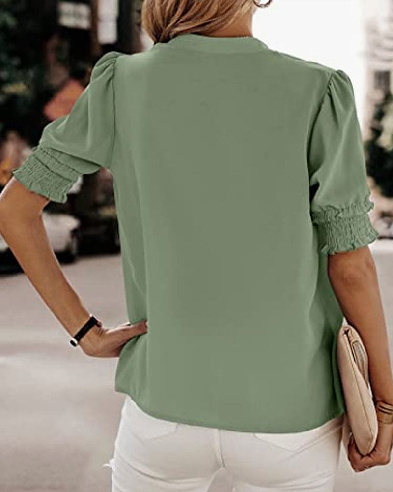 Blouse met korte mouwen dames - Saskia