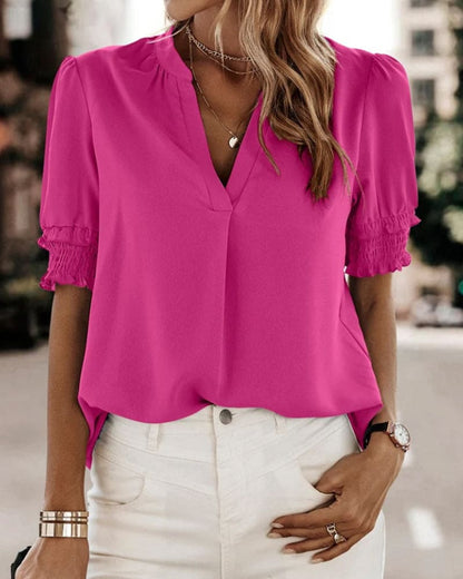 Blouse met korte mouwen dames - Saskia