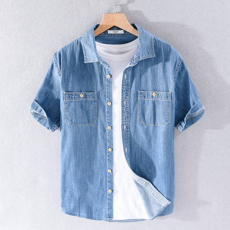 Denim overhemd met korte mouwen - Thør