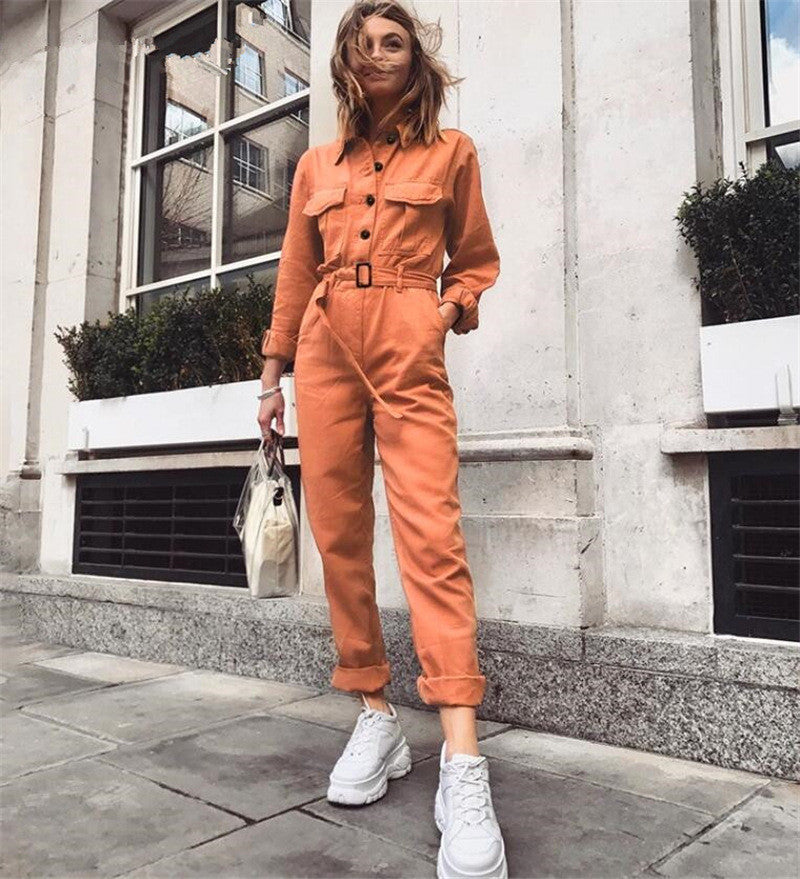 Elegante oranje jumpsuit dames - Sabine