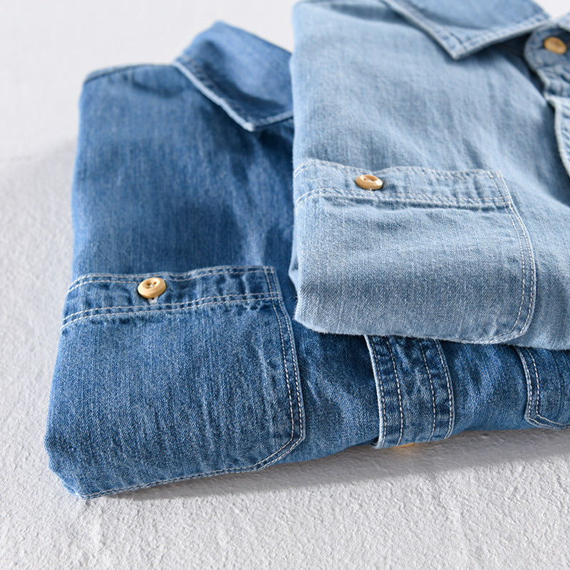 Denim overhemd met korte mouwen - Thør