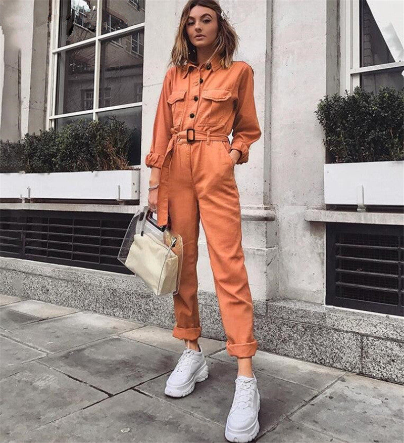 Elegante oranje jumpsuit dames - Sabine