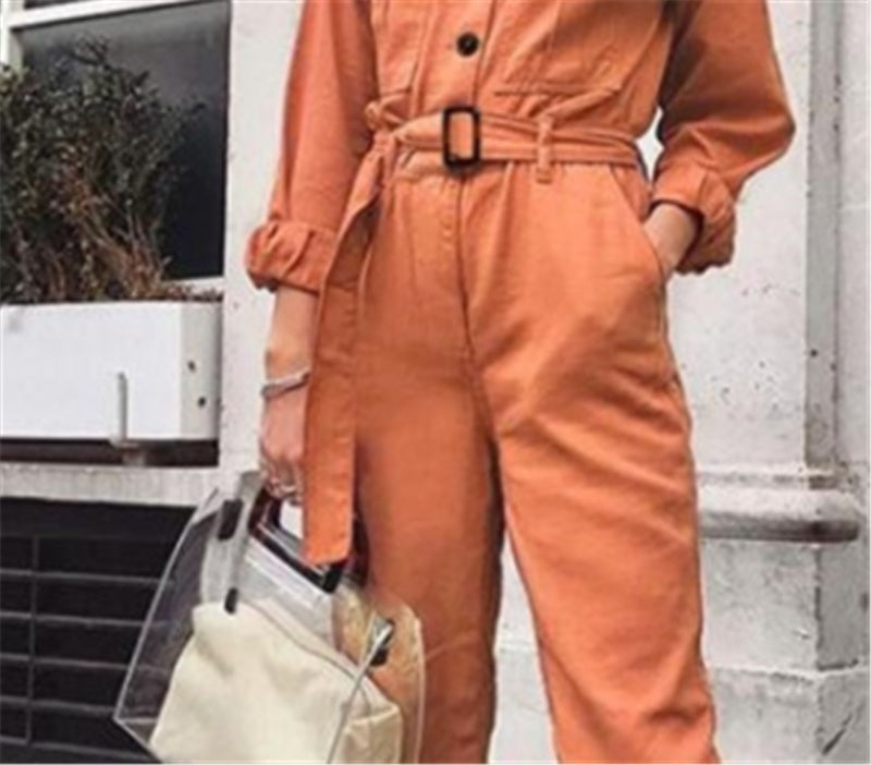 Elegante oranje jumpsuit dames - Sabine