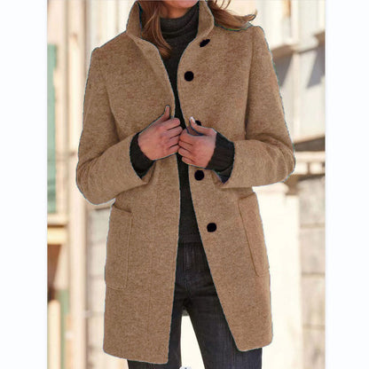 Warme & winddichte mantel met opstaande kraag dames - Sara