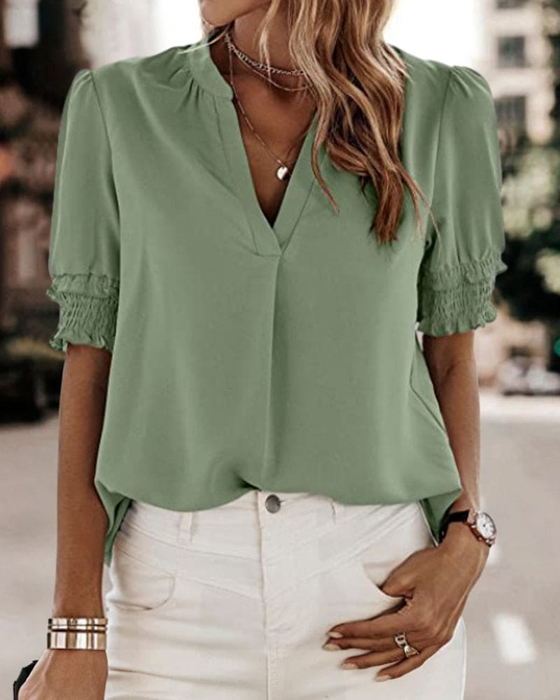 Blouse met korte mouwen dames - Saskia
