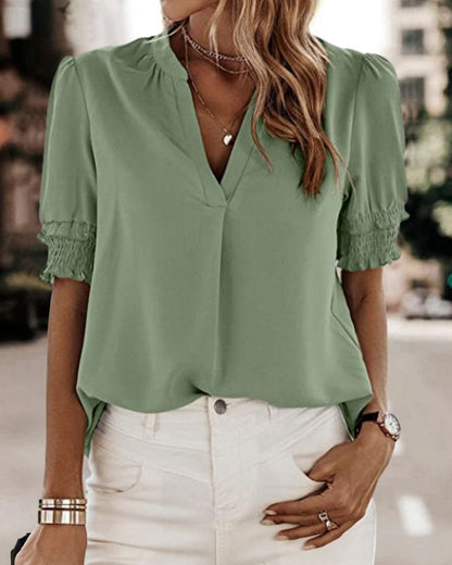 Blouse met korte mouwen dames - Saskia