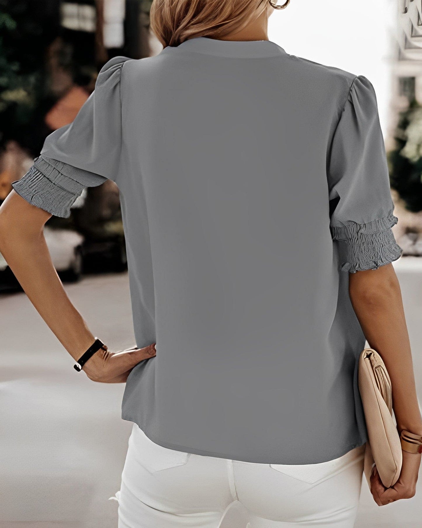 Blouse met korte mouwen dames - Saskia