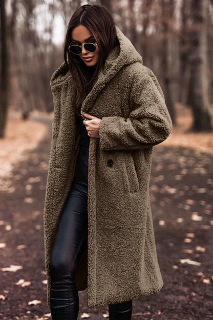 Warme teddy manteljas dames - Astrid