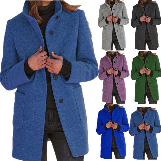 Warme & winddichte mantel met opstaande kraag dames - Sara