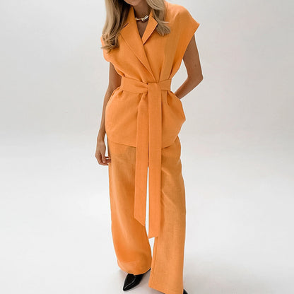 Oranje tweedelige outfit dames - Jeanne